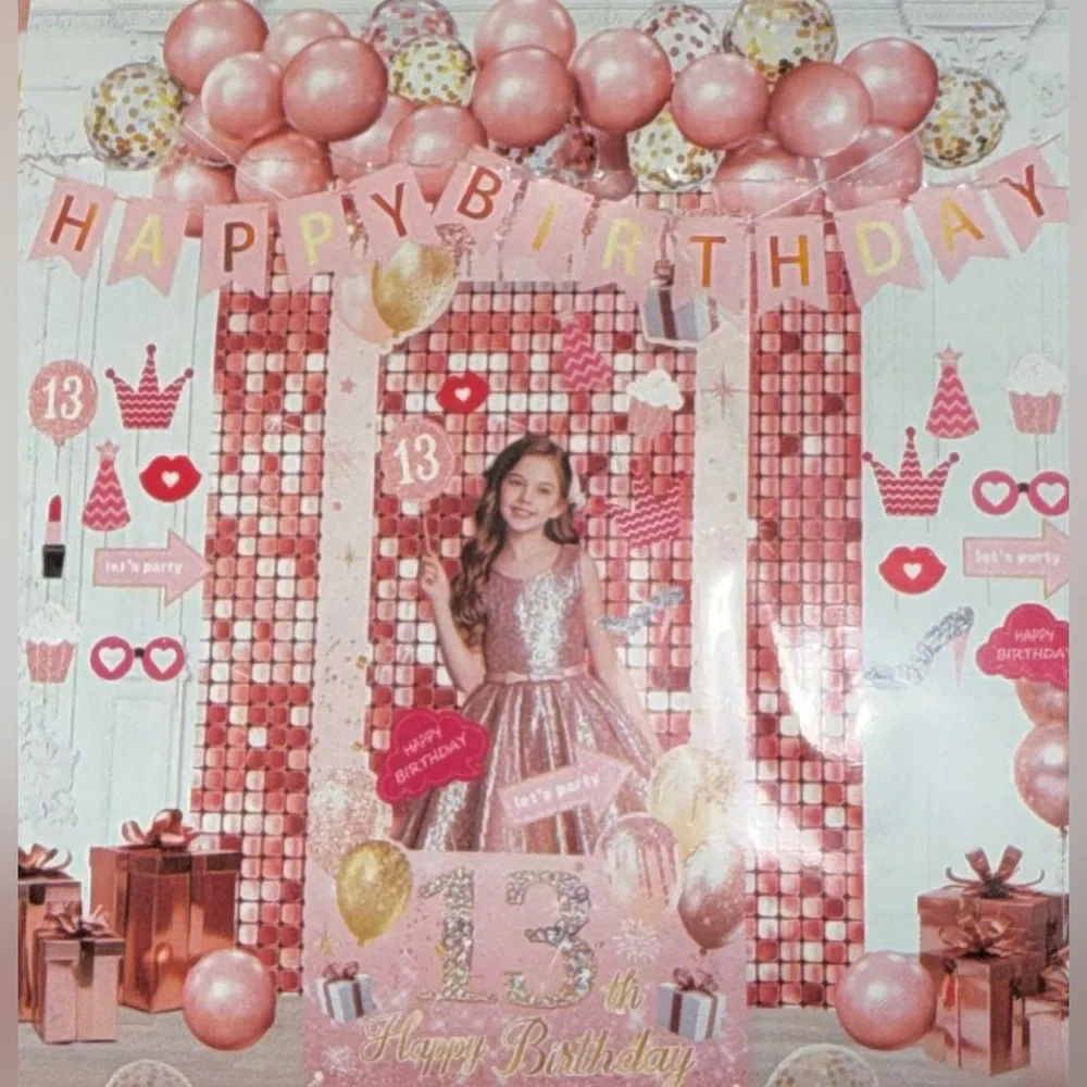 13th Birthday Party Decorations - Girls Pink/Gold FREE SHIPPING NEW